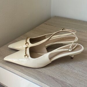 Elegant Cream White Slingback Heels